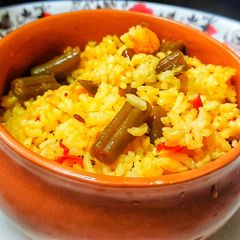 A picture of Simple String beans rice bath.