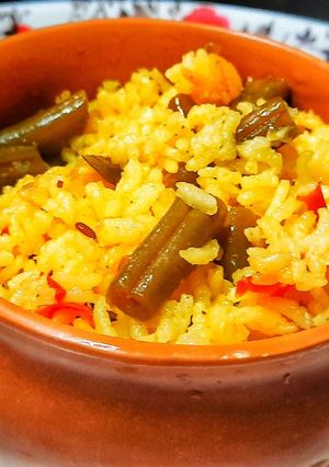 A picture of Simple String beans rice bath.