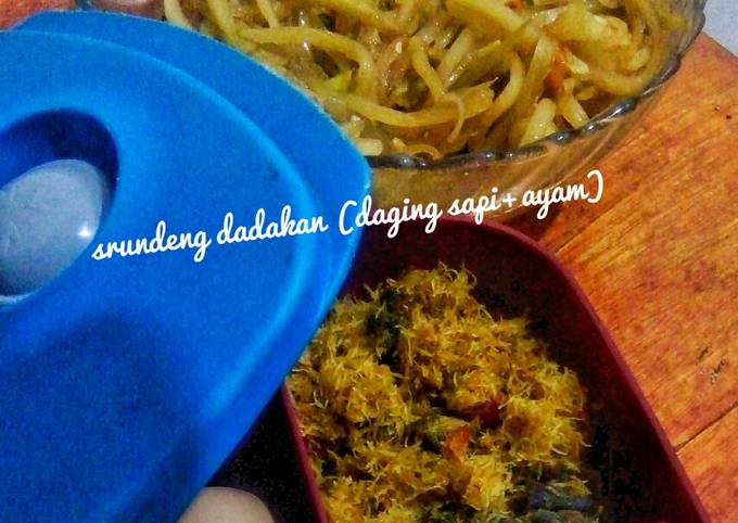 Ternyata begini loh! Resep enak memasak Srundeng dadakan (daging sapi+ayam) yang lezat