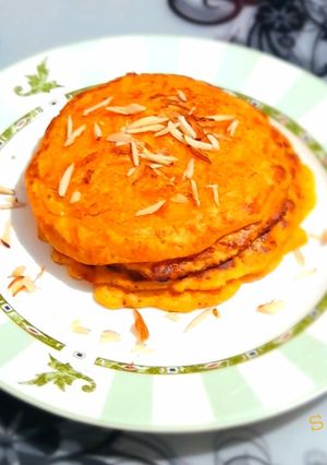 A picture of Eggless Carrot and Almond Pancakes.