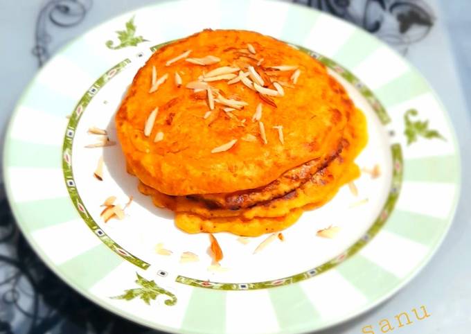 Eggless Carrot and Almond Pancakes
