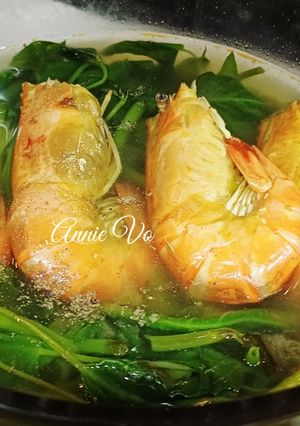 Hình của món Canh rau muống nấu tôm càng xanh chua cay.