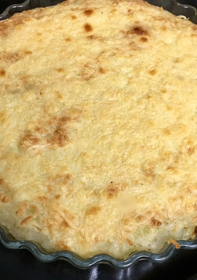 Una foto de Patatas con queso y jamón dulce receta fácil