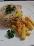 Arroz con cabellos de ángel y ajo