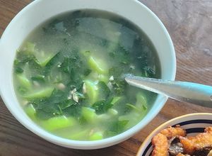 Hình của món Canh mồng tơi, mướp nấu lạc.