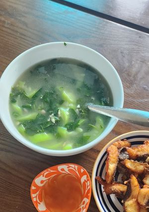 Hình của món Canh mồng tơi, mướp nấu lạc.
