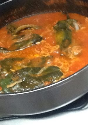 Una foto de Chiles rellenos a la Mexicana