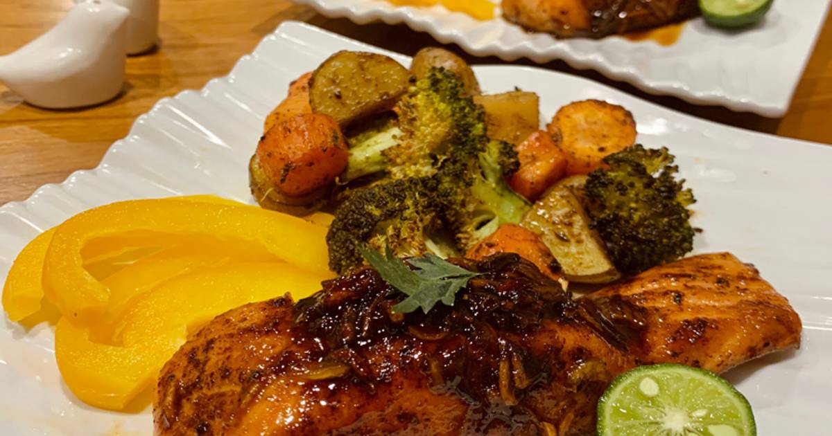 Resep Honey Glazed Salmon Salmon bakar saus madu oleh benika's