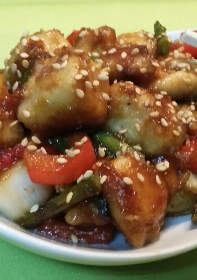 Una foto de Pollo en salsa teriyaki con verduritas