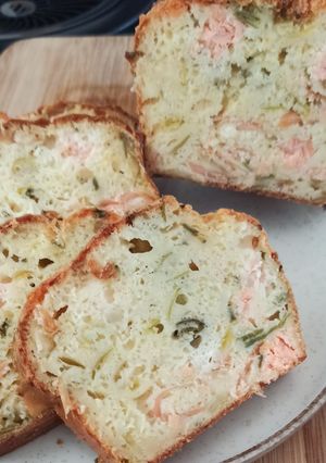 Une photo de Cake aux deux saumons et poireaux