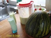 A picture of ingredients for vegetable melon