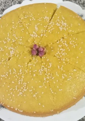 عکسی از دستور کیک گلاب زعفرونی عاالی👌