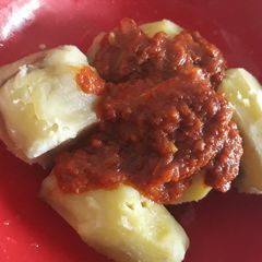 Sweet potatoes and pepper sauce A picture of Sweet potatoes and pepper sauce.