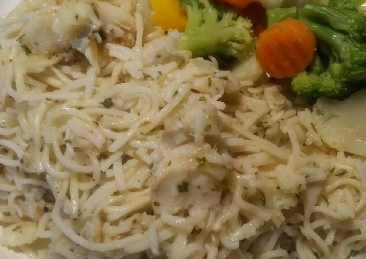 Poached Pollock and Pasta Parmesan Poached Pollock and Pasta Parmesan