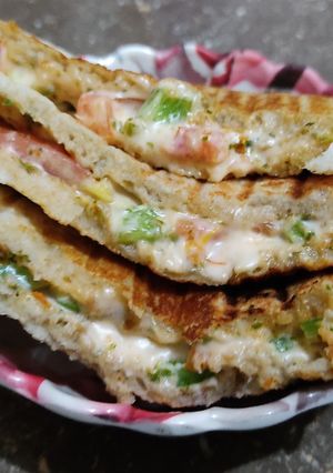 A picture of Grilled eggless mayonnaise sandwich.