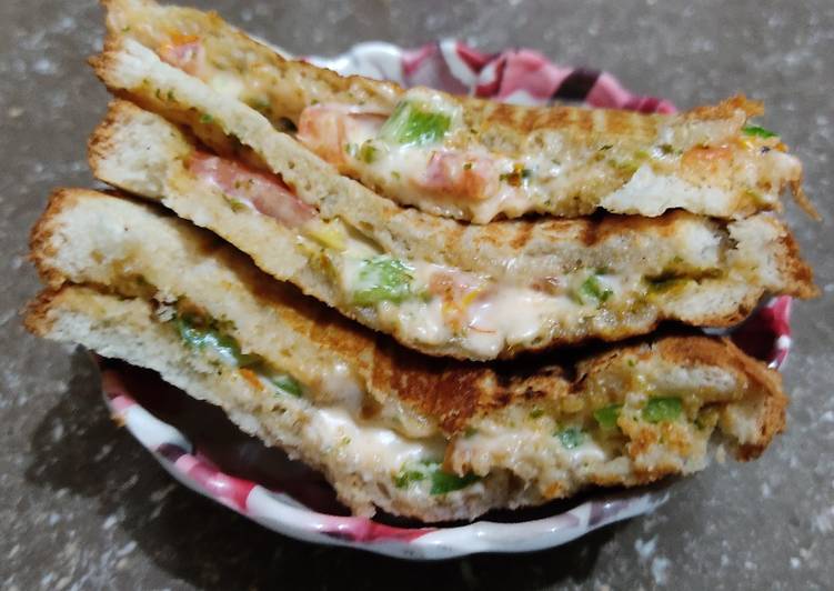 Grilled eggless mayonnaise sandwich
