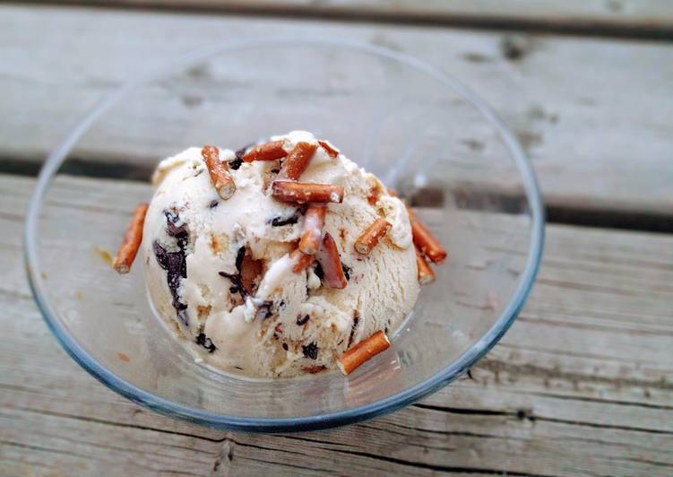 Steps to Make Perfect Salted Caramel Pretzel Ice Cream