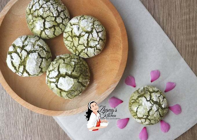 Matcha Crinkle Cookies (Cookies Retak)