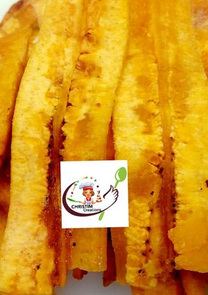 A picture of Halfdone plantain chips.