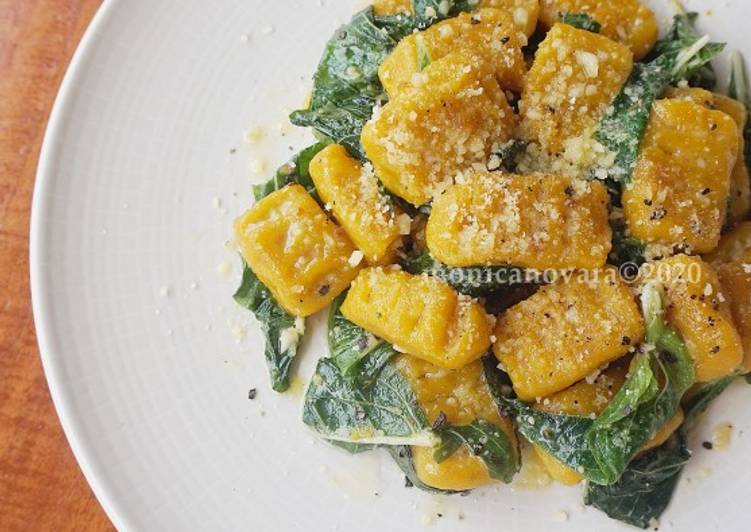 Pumpkin Gnocchi with Spinach and Parmesan