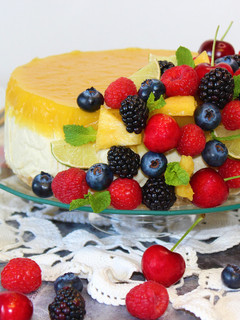Una foto de Cheesecake vegana de lima y piña