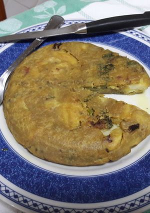 Una foto de 🇪🇸 Tortilla "española" de trigo sarraceno y patata vegana 🍳