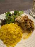 “Marry Me “ stuffed chicken w artichokes and sundried tomatoes w saffron risotto