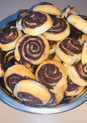 Kakaós-Nutellás csigák leveles tésztából recept fotója