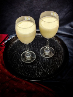 A picture of Apple- peanut butter milkshake.