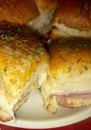 A picture of Ham and Swiss sliders.