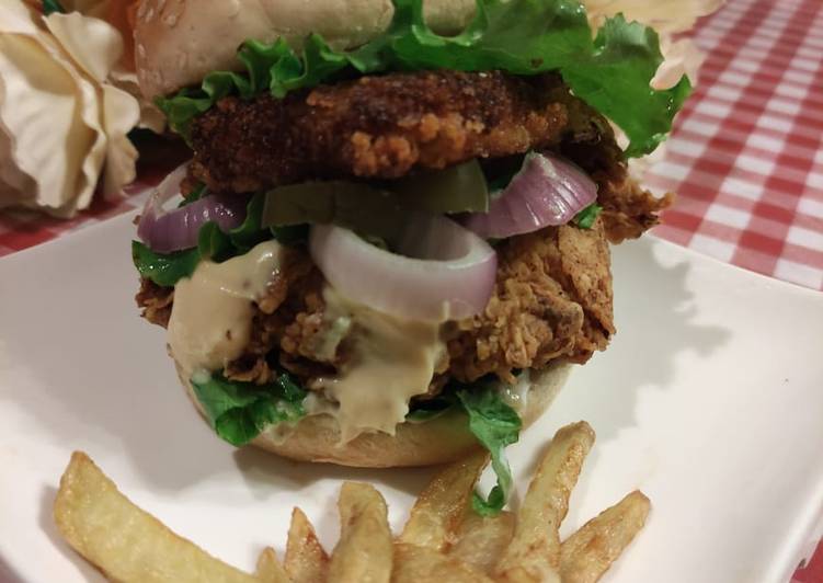 Steps to Prepare Any-night-of-the-week Crispy chicken burger