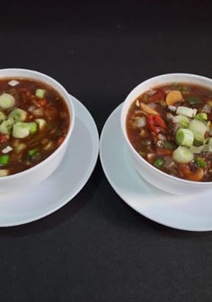 A picture of Hot and sour soup.