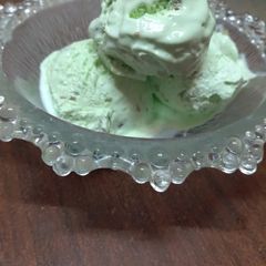 A picture of Home made pistachio ice cream #icecreamfanatics.