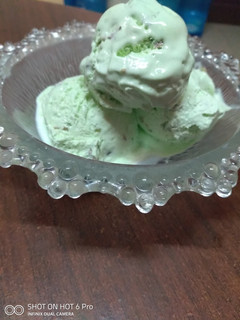 A picture of Home made pistachio ice cream #icecreamfanatics.
