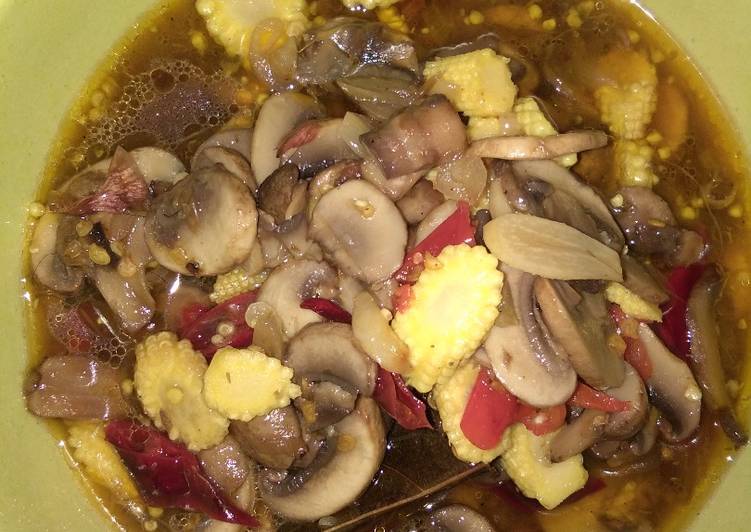 Resep Jamur kancing +beby jagung simple pedas endes yang Sempurna