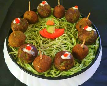 New Recipe Green Falafel In Spaghetti Nests Delicious Simple