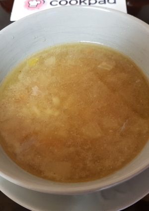 A picture of Another more flavourable Clear Barley Soup.😁.