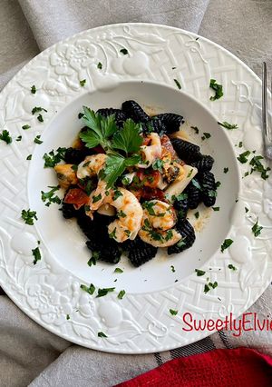 A picture of Malloreddus al Nero di Seppia (Sardinian Gnocchetti).