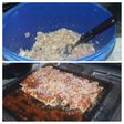 Canelones de jamón, pollo y queso rallado