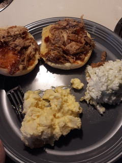 A picture of Carolina style slow cooker pulled pork.