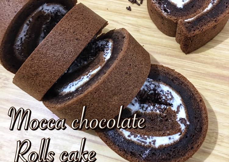 Resep Mocca chocolate Rolls cake Anti Gagal