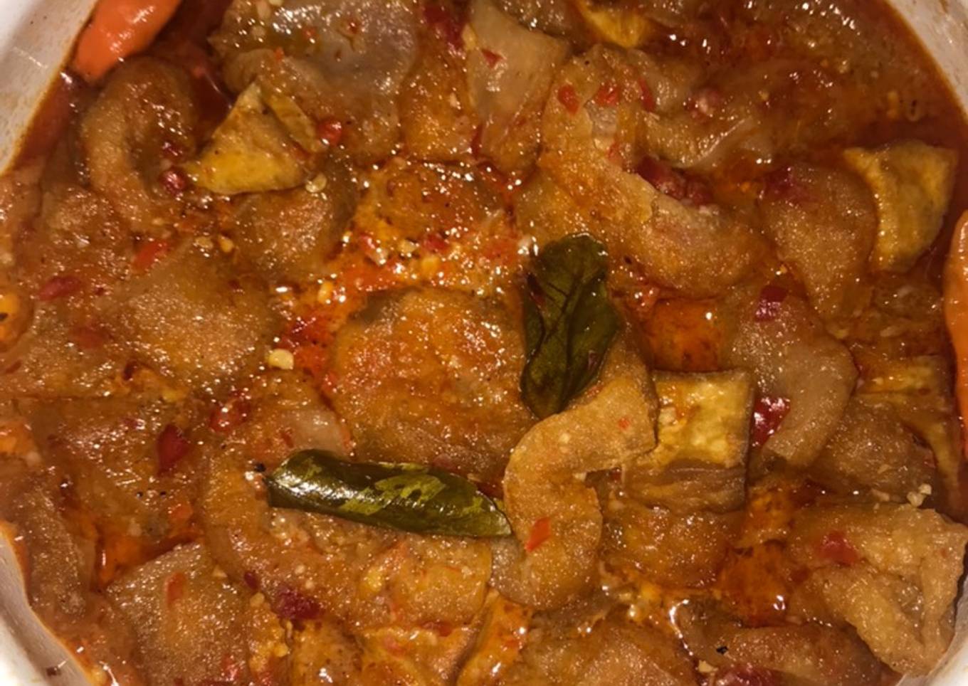 Sambal krecek kerupuk kulit + tahu
