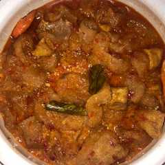 A picture of Sambal krecek kerupuk kulit + tahu.