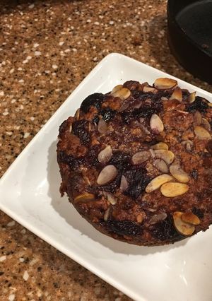 A picture of Cherry Almond Skillet crumble.