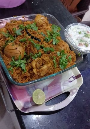 A picture of Egg Biryani.
