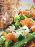 Baked Salmon and Vegetables With Parmesan