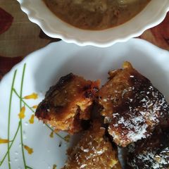 Ragi dhokla with groundnut and ginger chutney A picture of Ragi dhokla with groundnut and ginger chutney.