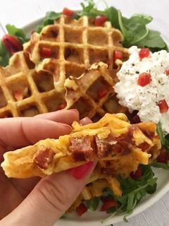 Une photo de Gaufres purée chorizo mozza