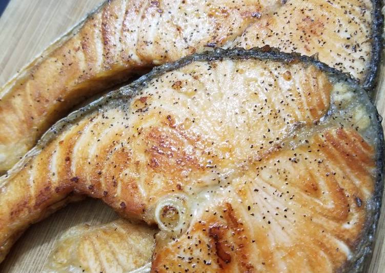 Steps to Prepare Super Quick Homemade Pan Seared Frozen Salmon
