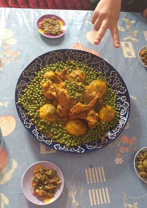 صورة لوصفة طبق بلحم الغنمي والجلبانه والقوق